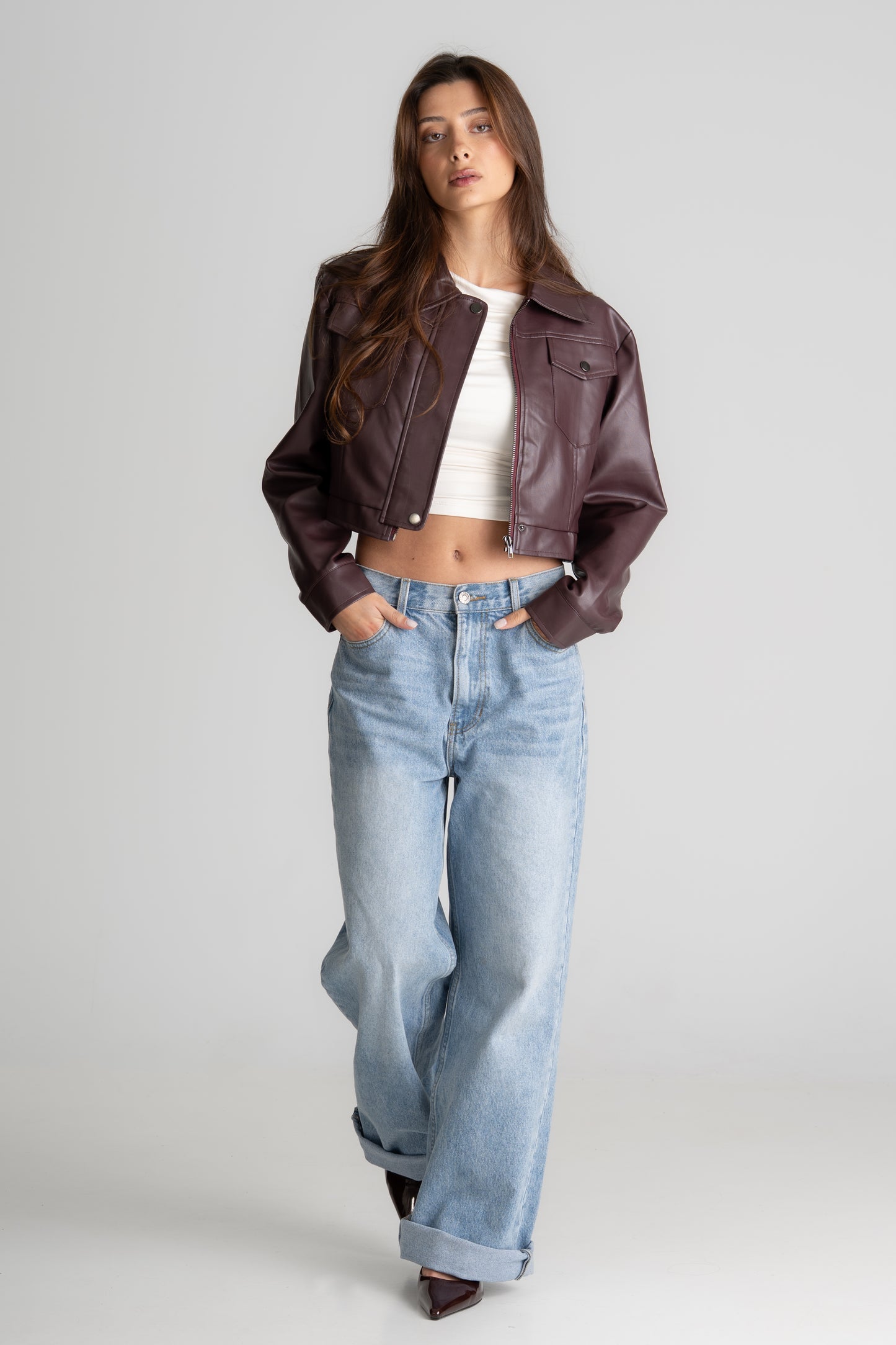 Woven Burgundy Faux Leather