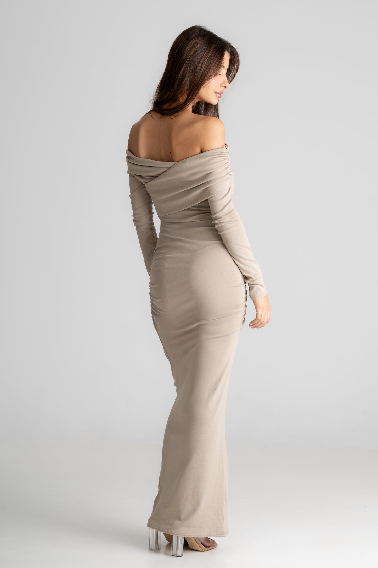 Bardot Maxi Dress - Taupe