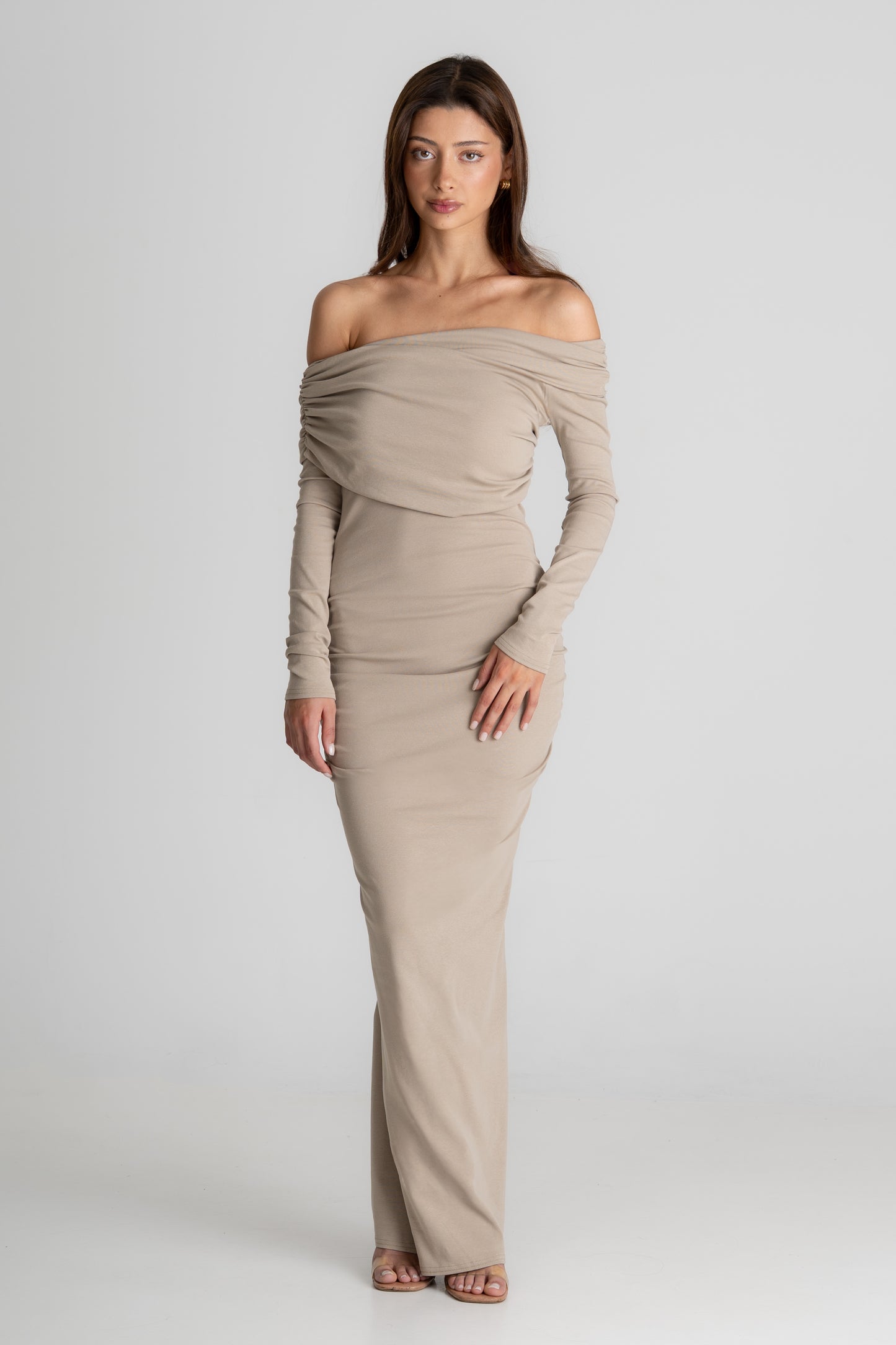 Bardot Maxi Dress - Taupe