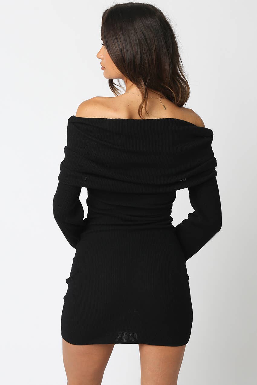 Off-Shoulder Knit Mini Dress