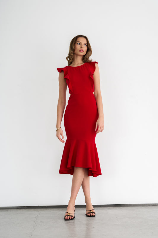 Wide Ruffle Midi Dress