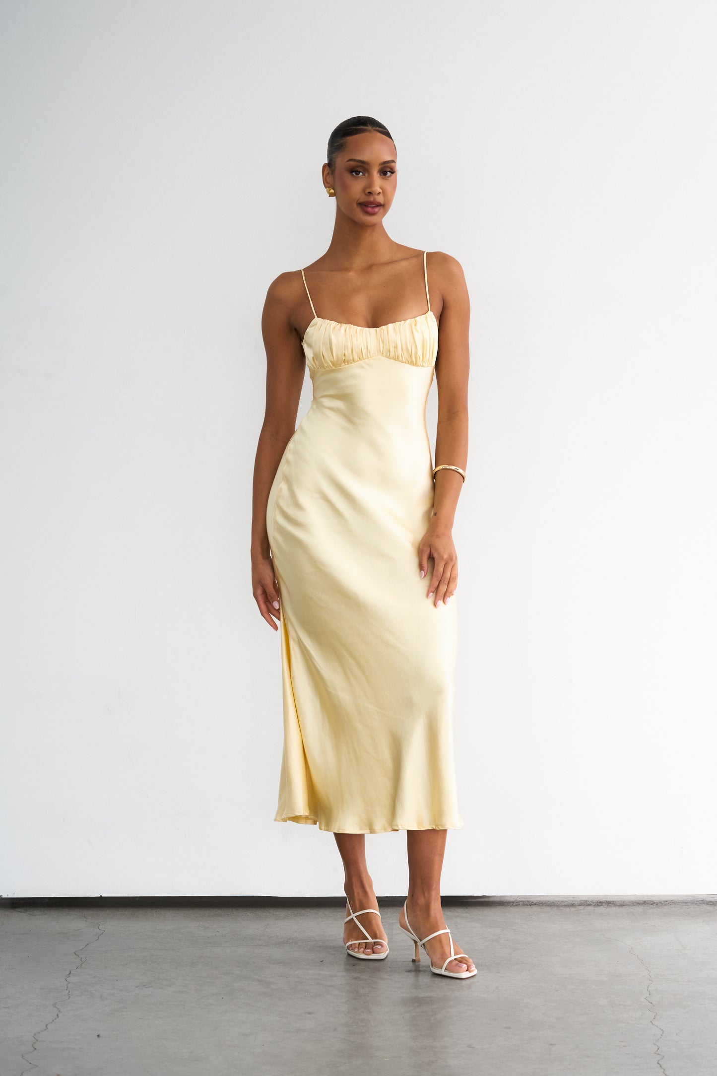 Satin Maxi Dress - Lemon