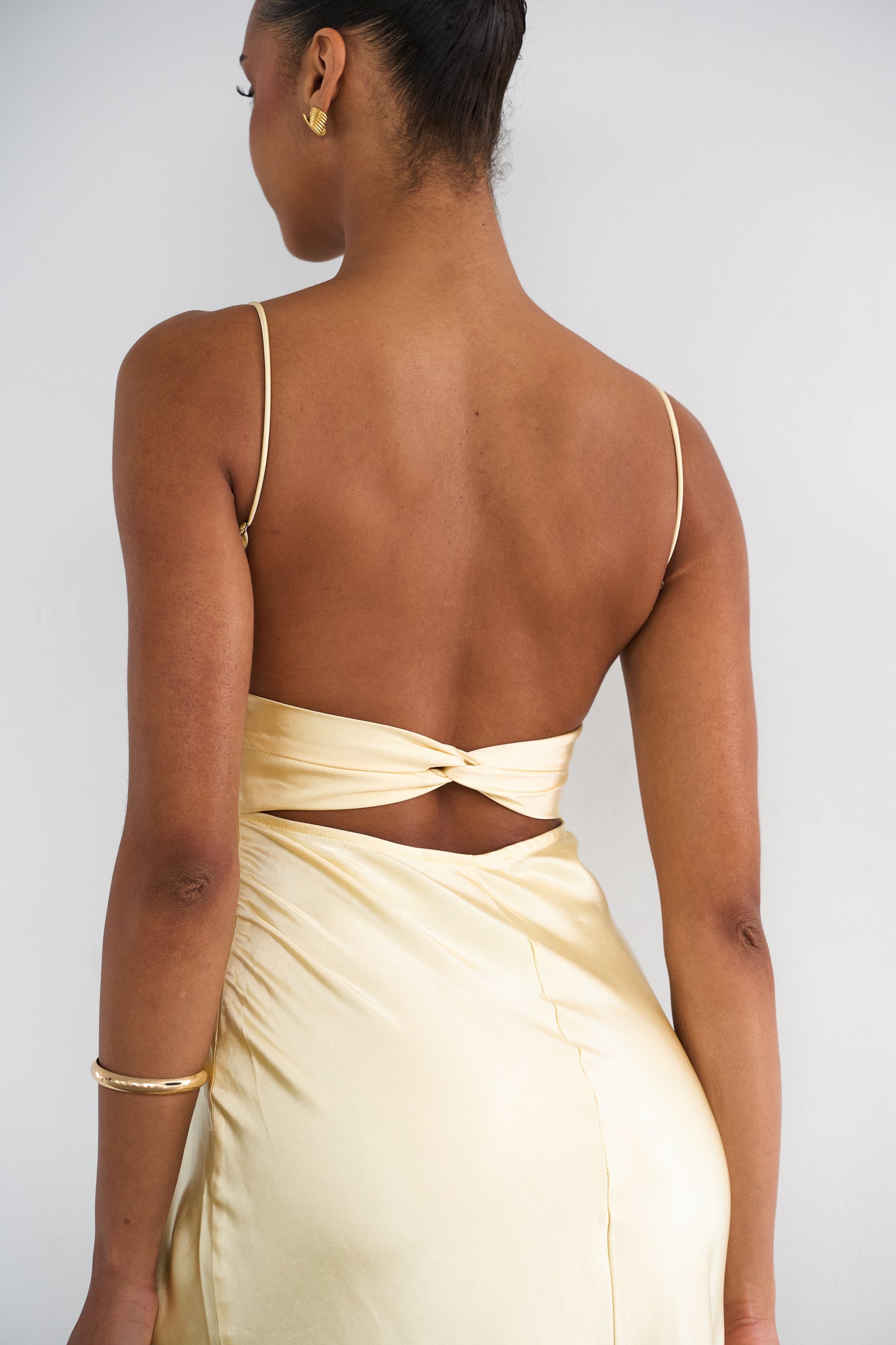 Satin Maxi Dress - Lemon