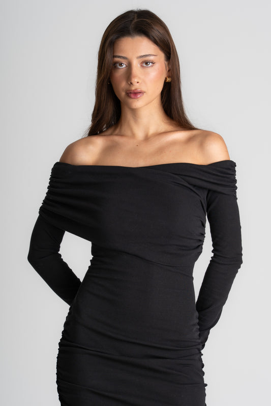 Bardot Maxi Dress - Black