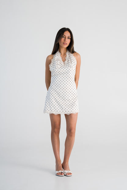 Mini-robe en dentelle à pois