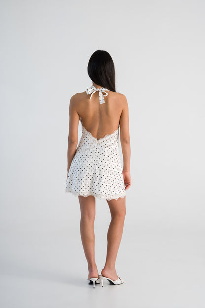 Mini-robe en dentelle à pois