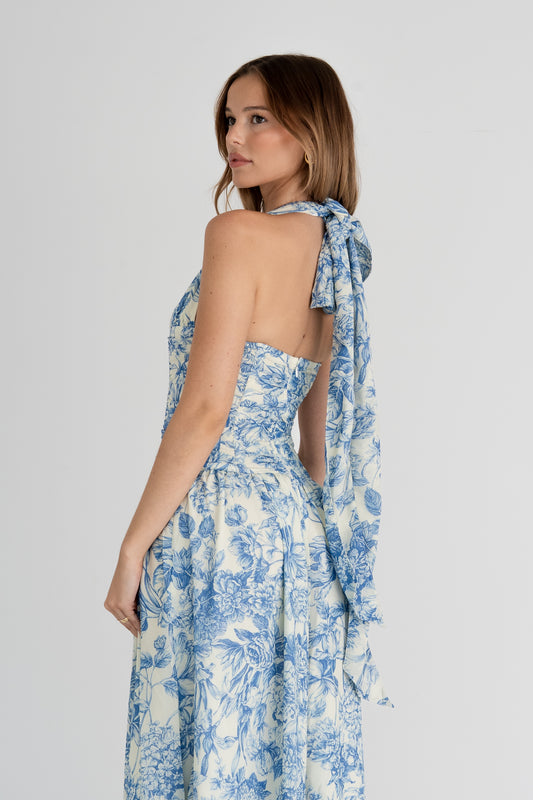 Vintage Floral Corset Maxi Dress